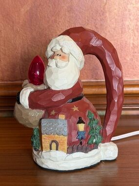Vintage Santa Light Lamp  Henton Santa's Long Hat Handle 7" Christmas Decor